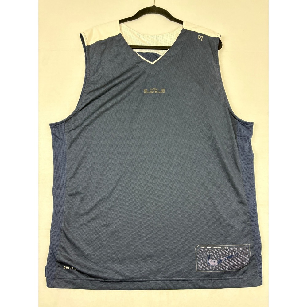 Nike Mens LeBron James Dri-FIT Basketball Jersey Navy Blue Sleeveless 2XL N1